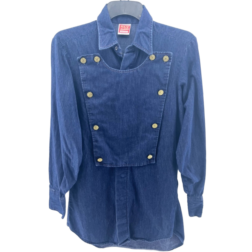 Vintage Ely Plains (Cattleman) Denim Calvary Chest Button Up Western Shirt XS